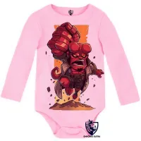 Body Bebê Infantil HELLBOY super herói vermelho - Foto 4