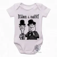 Body Bebê Infantil o gordo e o magro laurel e hardy serie antiga clássico - Foto 2
