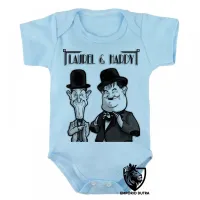 Body Bebê Infantil o gordo e o magro laurel e hardy serie antiga clássico - Foto 3