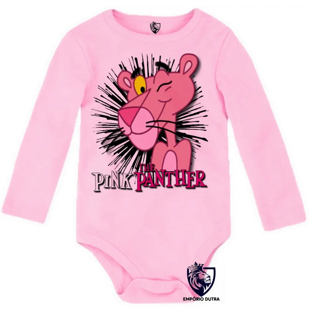 Body Bebê Infantil Pantera Cor de Rosa pink panther desenho