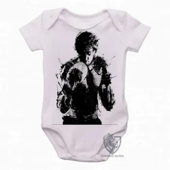 Body Bebê Infantil Sylvester Stallone rocky balboa boxe luta luva - Foto 2