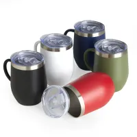 Caneca térmica de inox 350ml com tampa de acrílico, bocal e trava de segurança