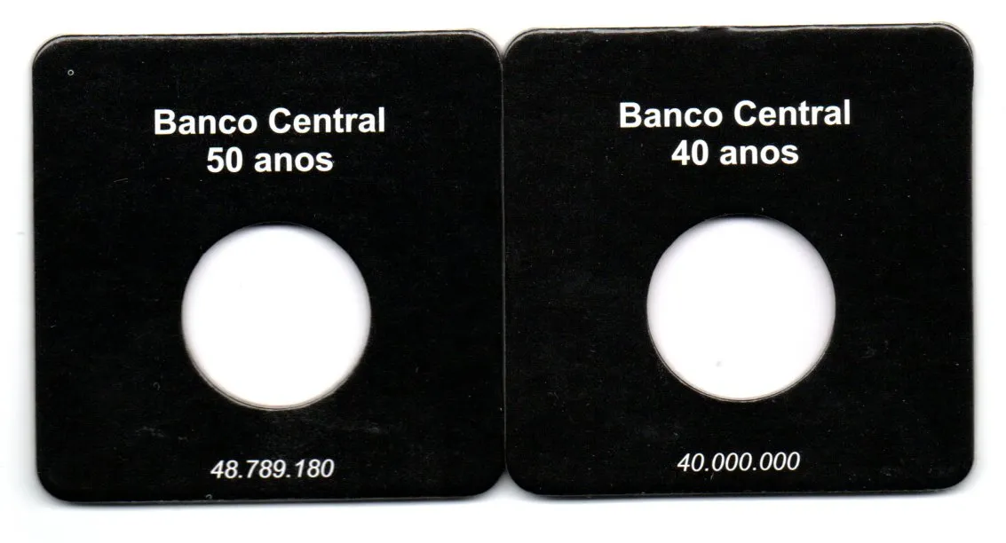 2 Cartelas Para Moedas Comemorativas Banco Central 40 e 50 anos - VAZIAS