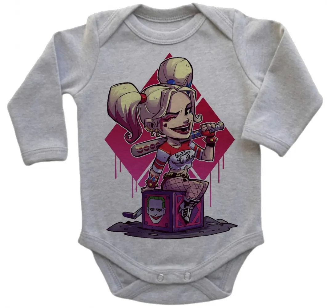 Body Bebê Infantil ARLEQUINA vilão coringa batman