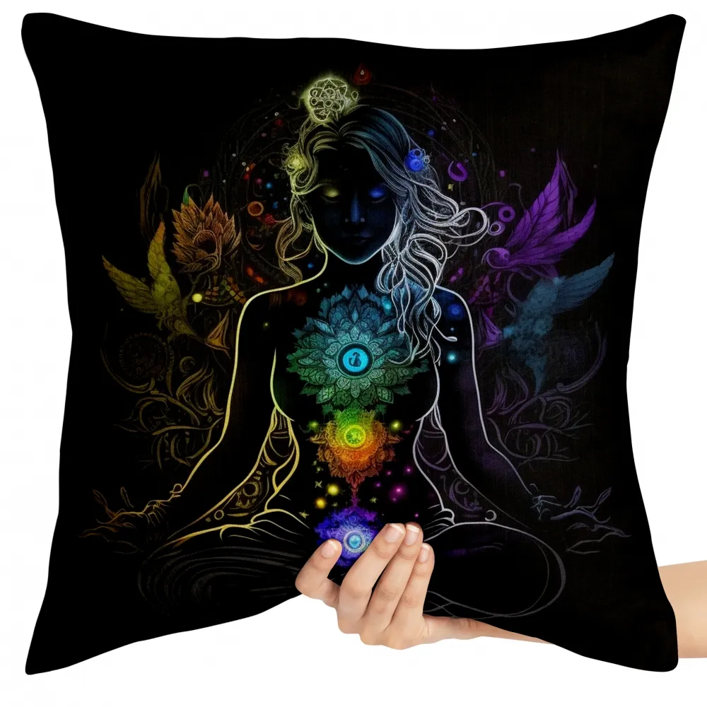 Almofada Mulher meditar chakras Imagem