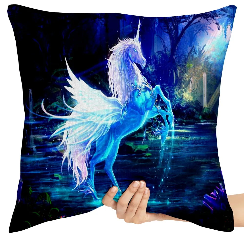 Almofada Pegasus azul unicórnio Imagem