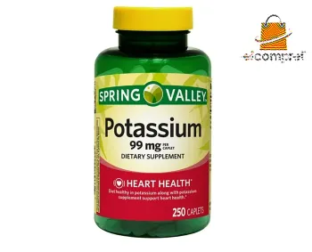 Potassio (Potassium) 99mg Spring Valley® 250caps Saúde EUA