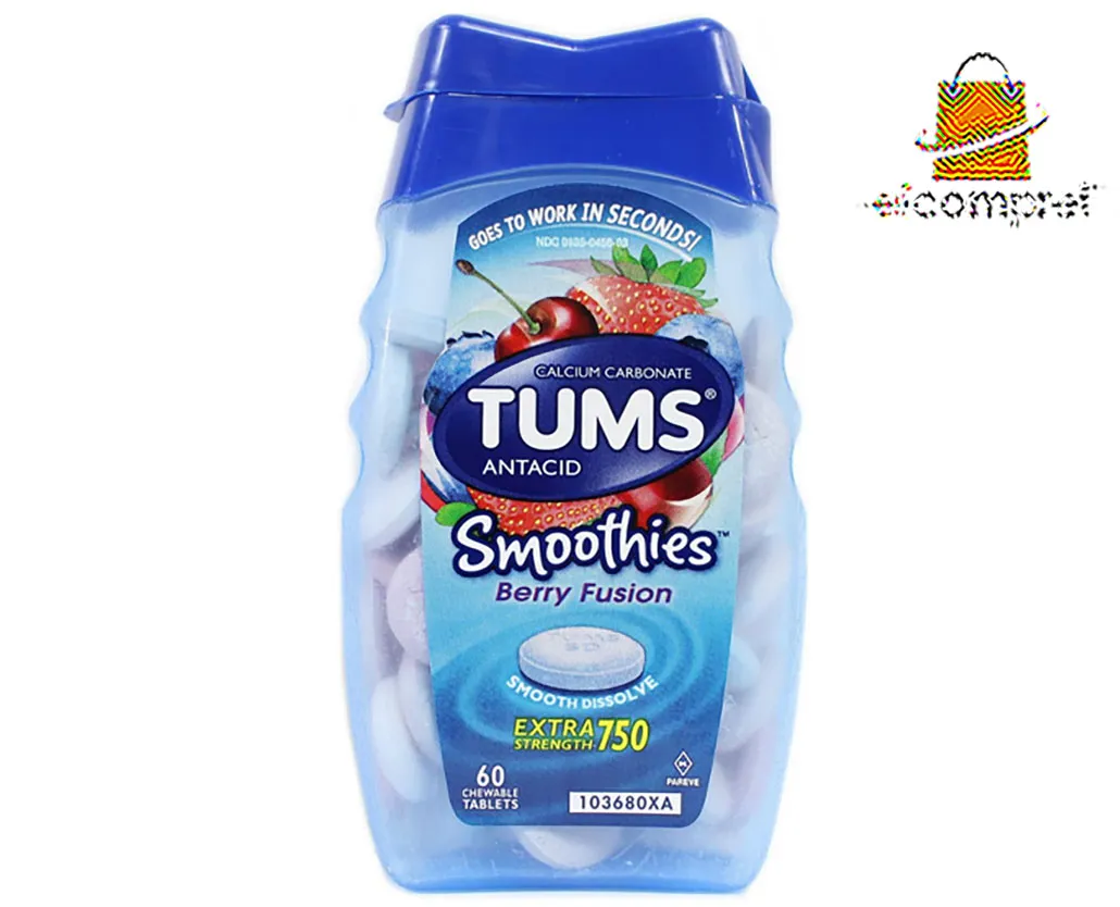 Pastilhas Tums Antacid Smoothies Berry Fusion 750 60unid Eua Imagem