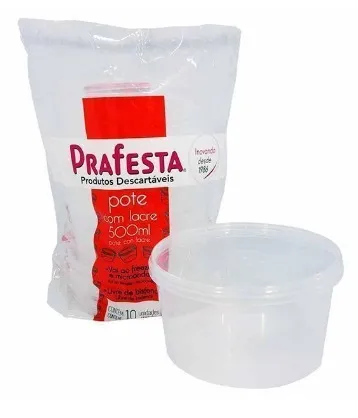 Pote Redondo Com Lacre 500ML Prafesta 200UN
