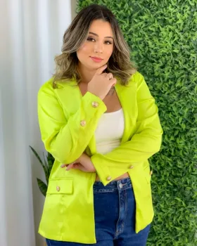 Blazer Acetinado Predilect's Verde Lima - Foto 2