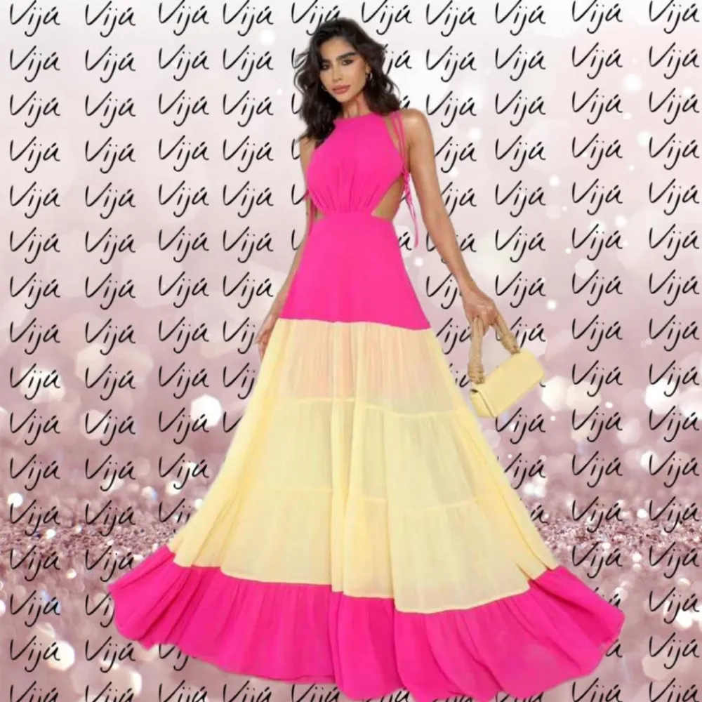 Vestido Marah longo bicolor