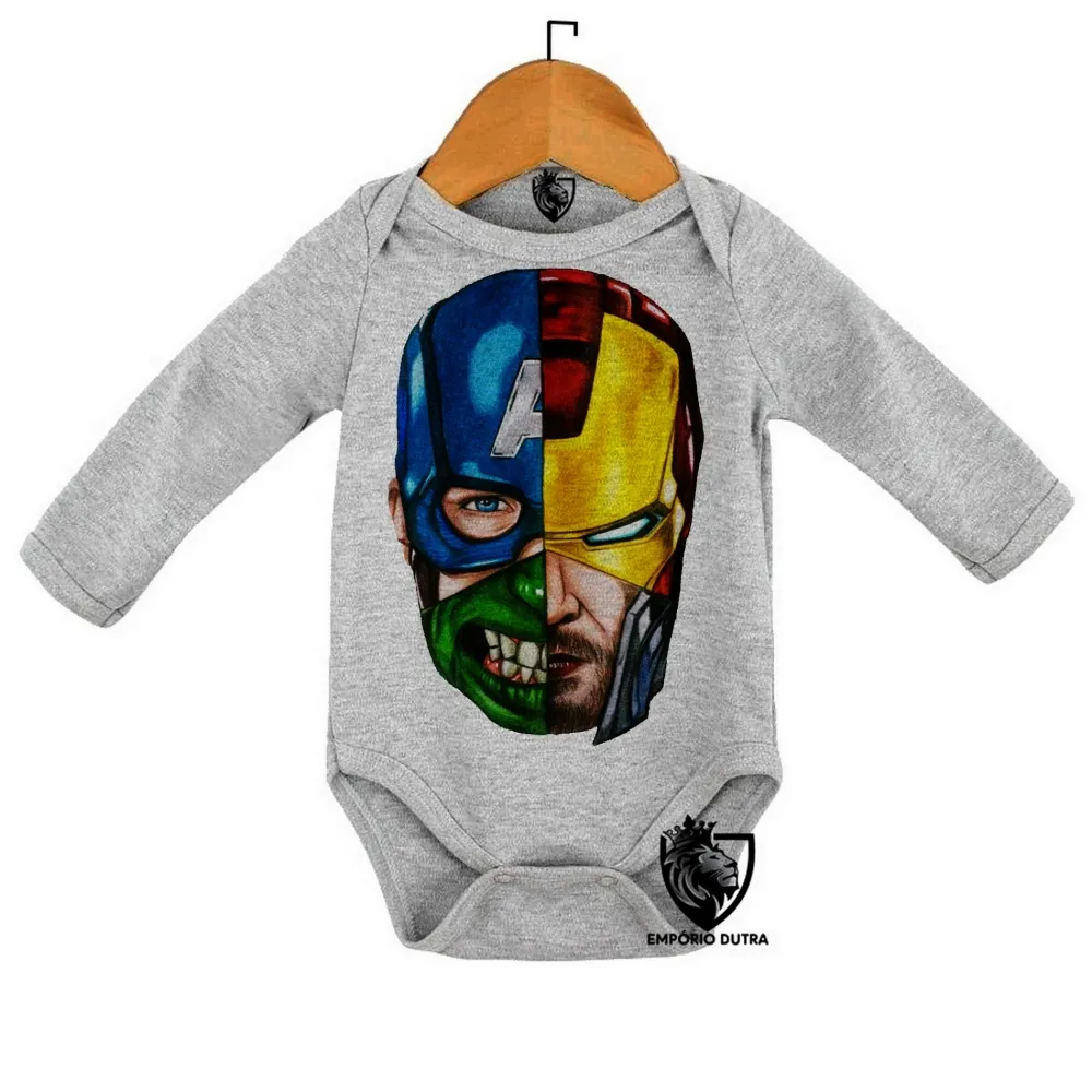 Body Bebê Infantil vingadores hulk thor capitão Imagem