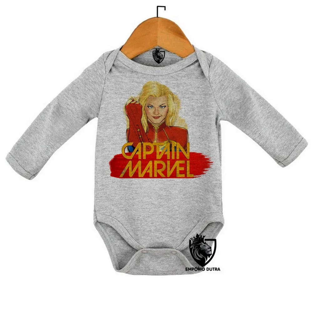 Body Bebê Infantil Capitã Marvel heroi feminina