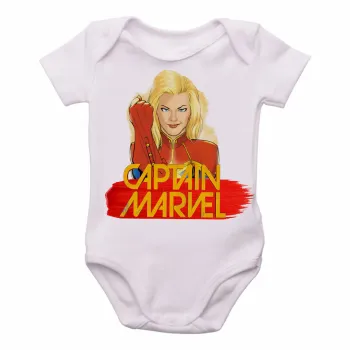 Body Bebê Infantil Capitã Marvel heroi feminina - Foto 2