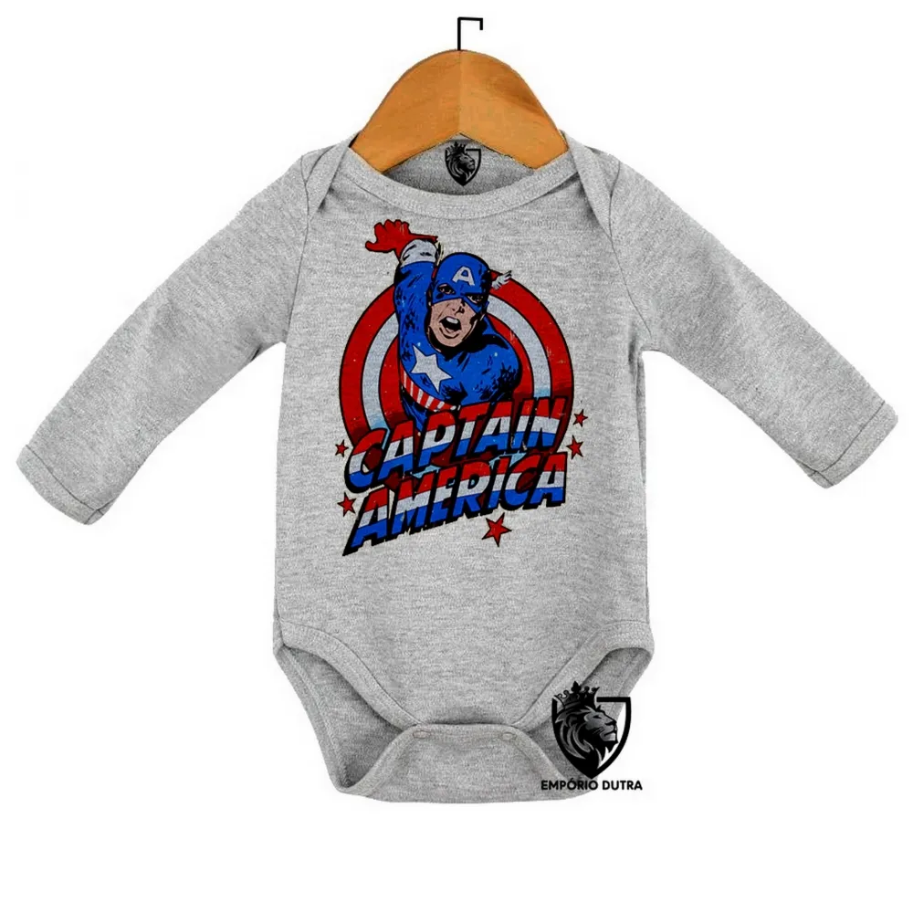 Body Bebê Infantil Capitão américa cartoon Imagem