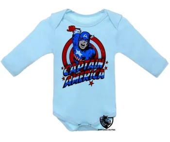 Body Bebê Infantil Capitão américa cartoon - Foto 2