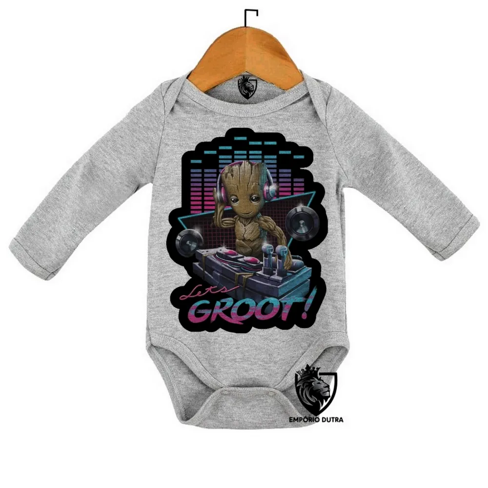 Body Bebê Infantil Groot lets musica dj marvel