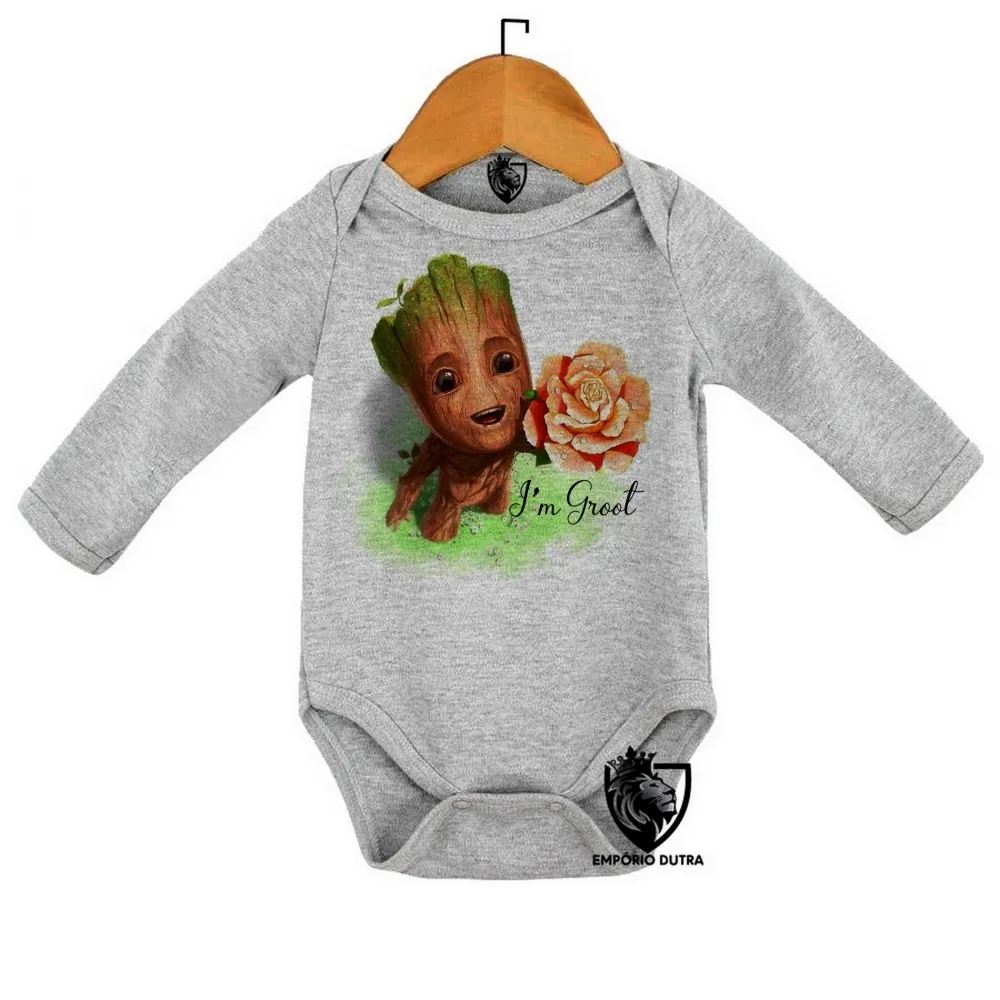 Body Bebê Infantil Guardiões da Galáxia Groot rosa Imagem