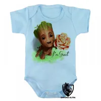 Body Bebê Infantil Guardiões da Galáxia Groot rosa - Foto 3