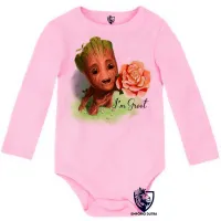 Body Bebê Infantil Guardiões da Galáxia Groot rosa - Foto 4