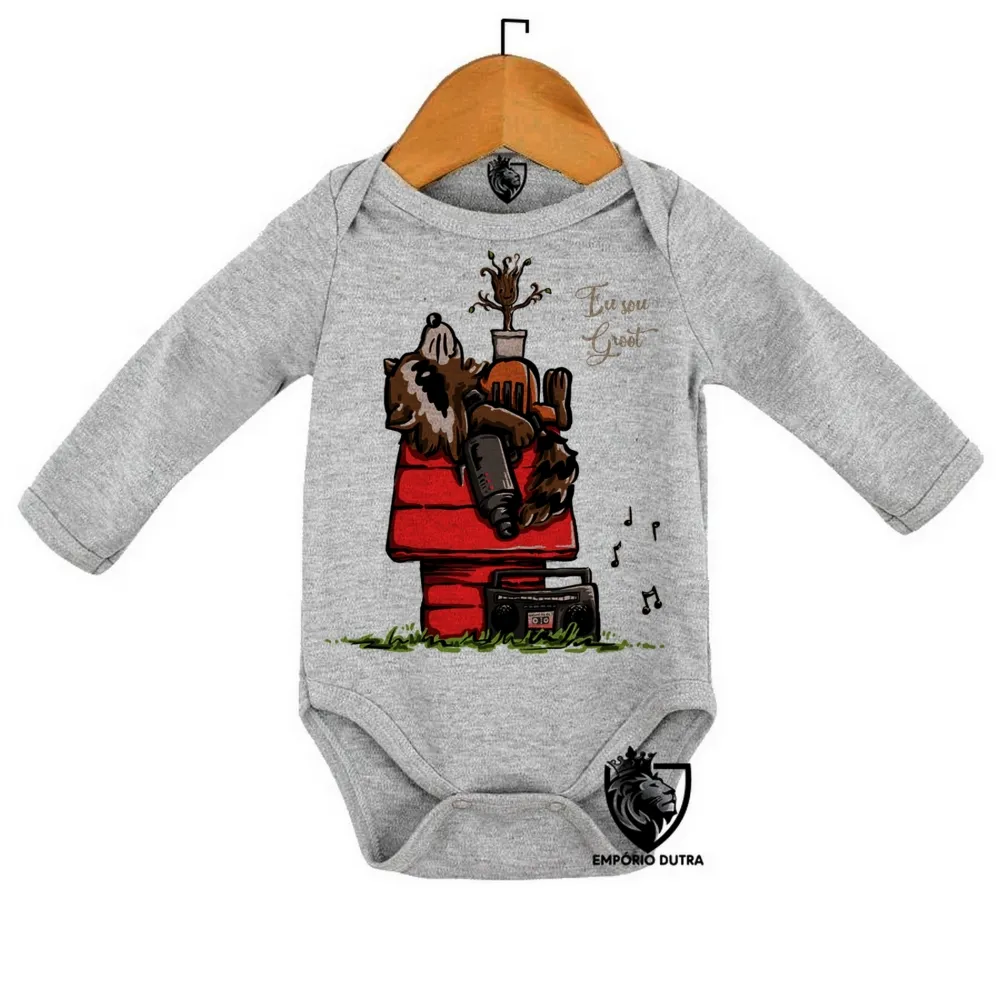 Body Bebê Infantil Guardiões da Galáxia Rocket Groot Snoop
