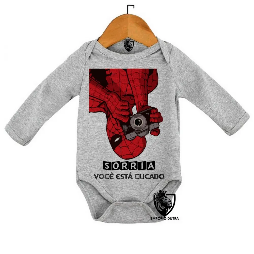 Body Bebê Infantil Homem aranha sorria foto Imagem