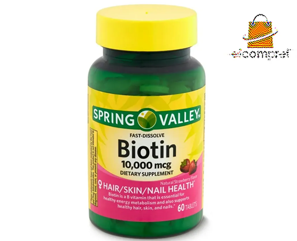 Biotina 10000mcg Spring Valley® Fast Dissolve sabor morango 60unid Eua