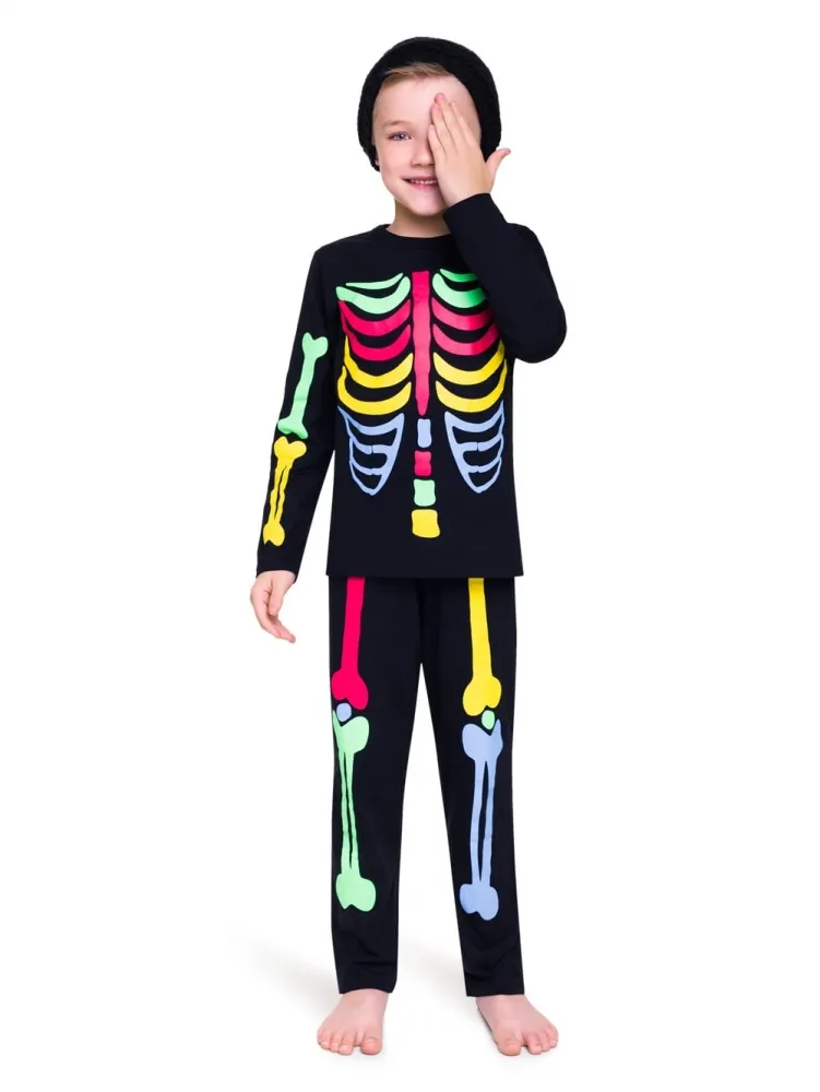 Pijama Fantasia - Esqueleto - Brilha no Escuro - Preto - Meia estação - Masculino Imagem