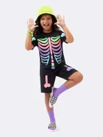 Pijama Fantasia - Esqueleto - Brilha no Escuro - Preto - Verão - Feminino - Foto 2