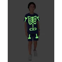 Pijama Fantasia - Esqueleto - Brilha no Escuro - Azul - Verão - Masculino - Foto 2