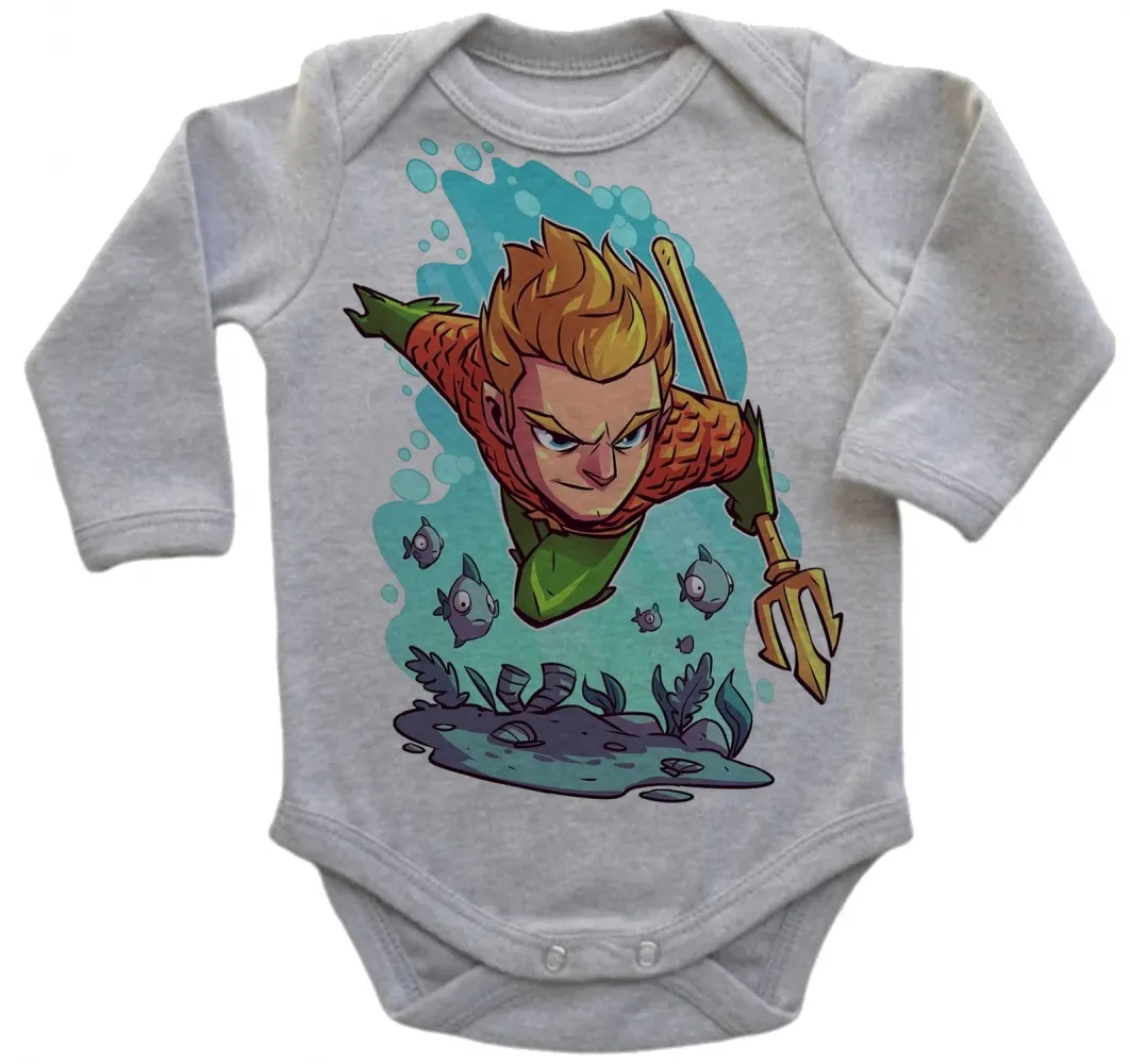 Body Bebê Infantil AQUAMEN liga justiça super herói