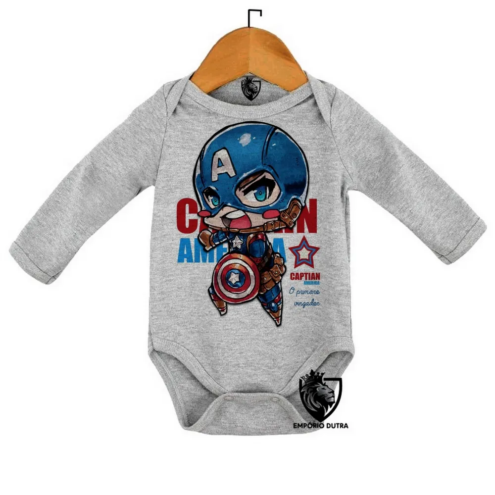 Body Bebê Infantil Capitão América vingadores herói Imagem