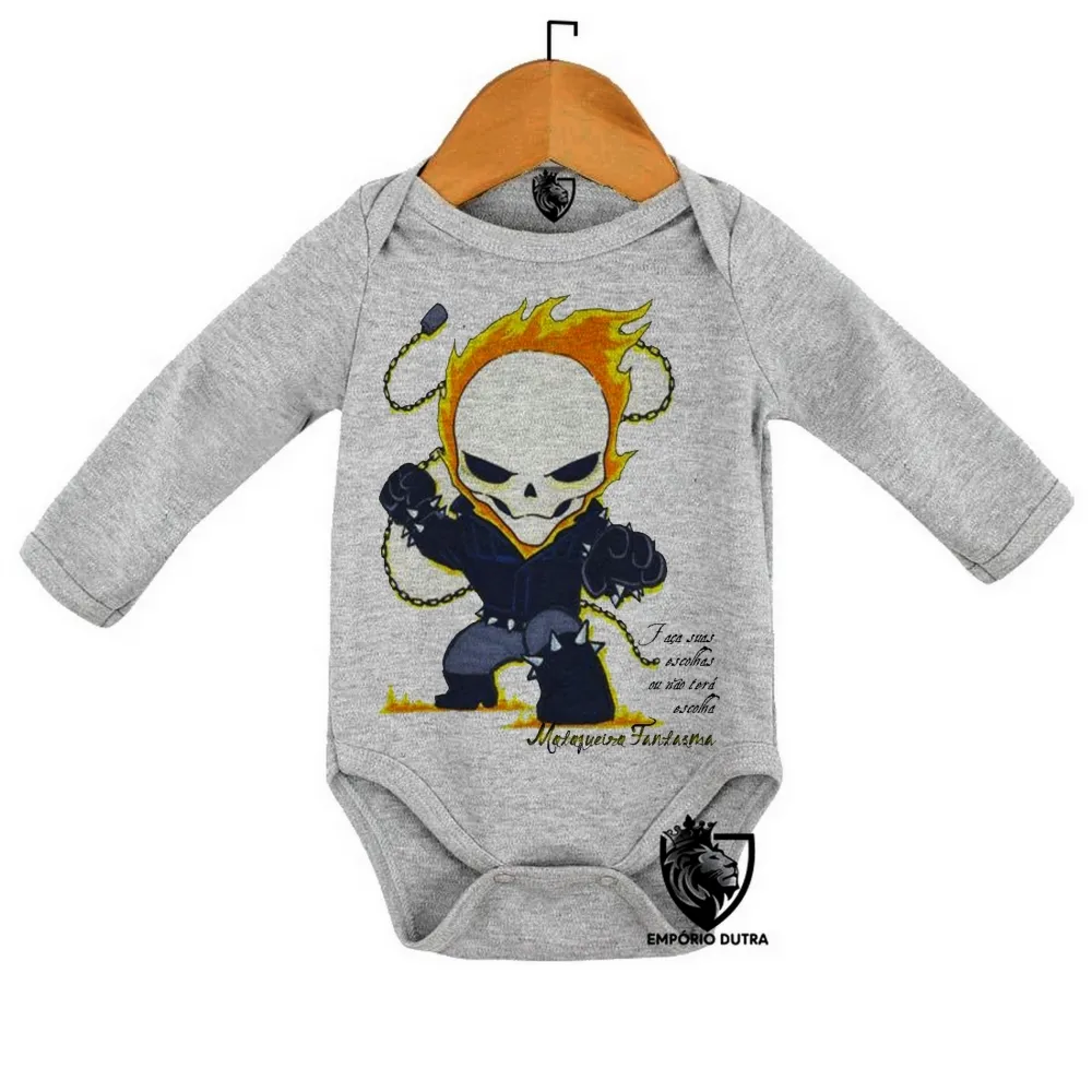 Body Bebê Infantil Motoqueiro Fantasma moto harley
