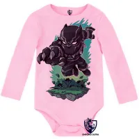 Body Bebê Infantil PANTERA negra black panther - Foto 4