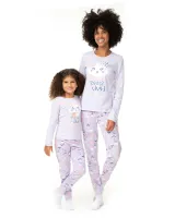 Pijama Sorvetinho - Mãe e Filha - Brilha no Escuro - Roxo - Meia Estação - Tamanho Adulto