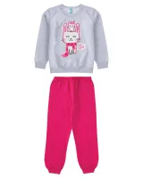 Pijama Coelhinho - Brilha no Escuro - Cinza - Moletom