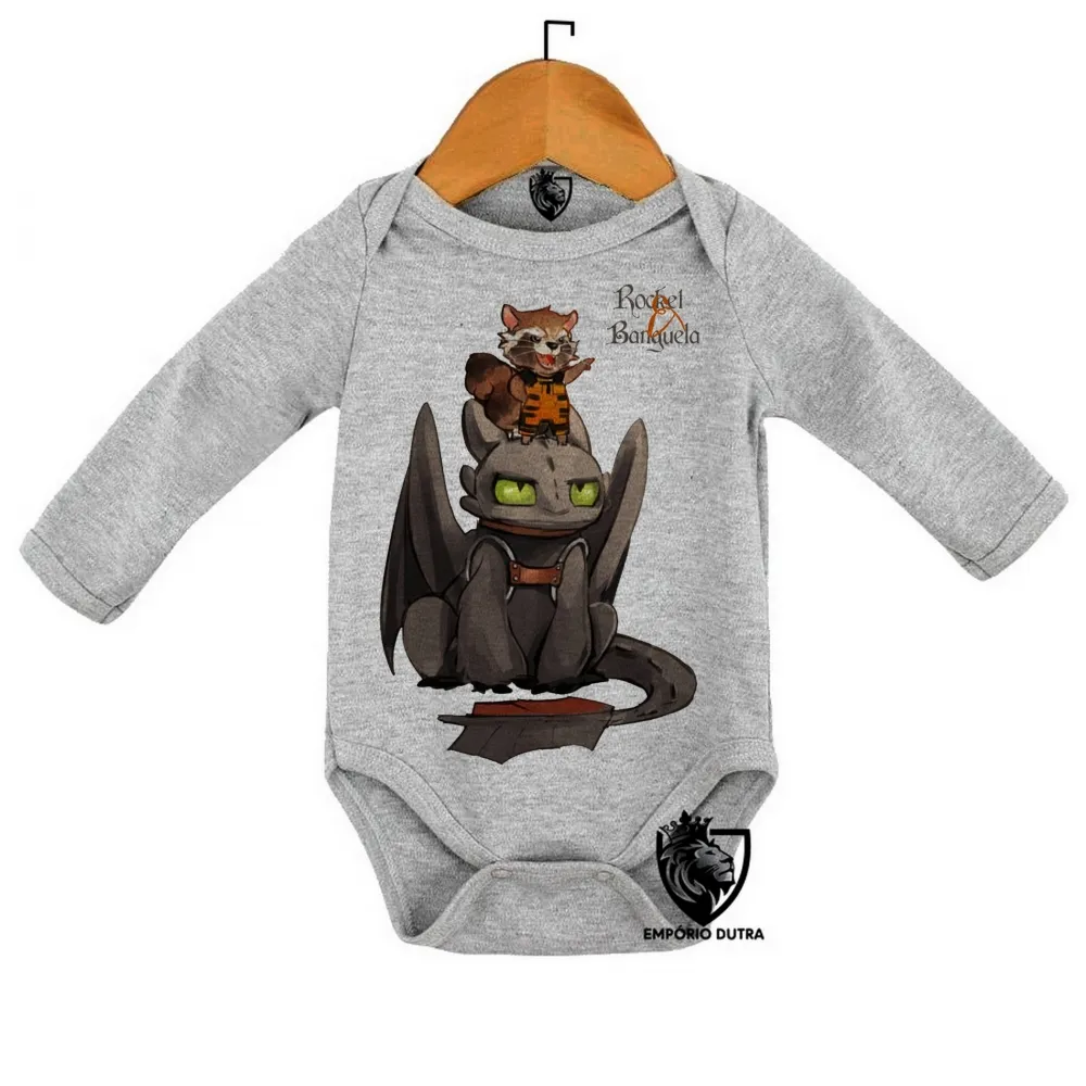 Body Bebê Infantil Rocket guardiões galaxia Banguela dragão