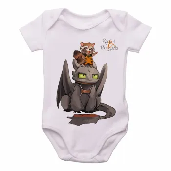 Body Bebê Infantil Rocket guardiões galaxia Banguela dragão - Foto 2
