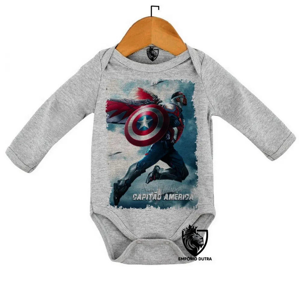 Body Bebê Infantil Wolverine Sam Wilson Cap Falcão e o Soldado Invernal Imagem
