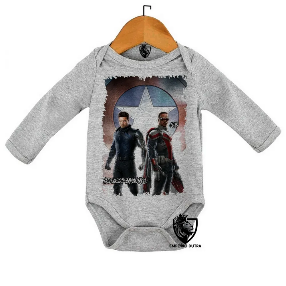 Body Bebê Infantil Soldado Invernal Capitão Falcão Imagem