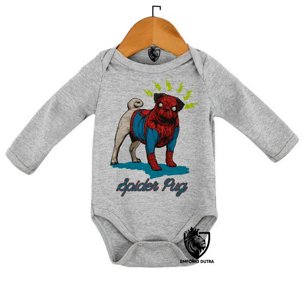 Body Bebê Infantil Spider Pug homem aranha cachorro Imagem
