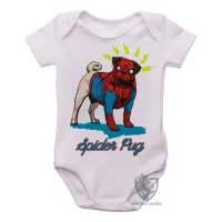 Body Bebê Infantil Spider Pug homem aranha cachorro - Foto 4