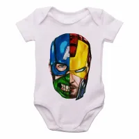 Body Bebê Infantil vingadores Cabeças hulk thor capitão - Foto 2