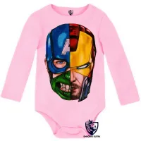 Body Bebê Infantil vingadores Cabeças hulk thor capitão - Foto 4