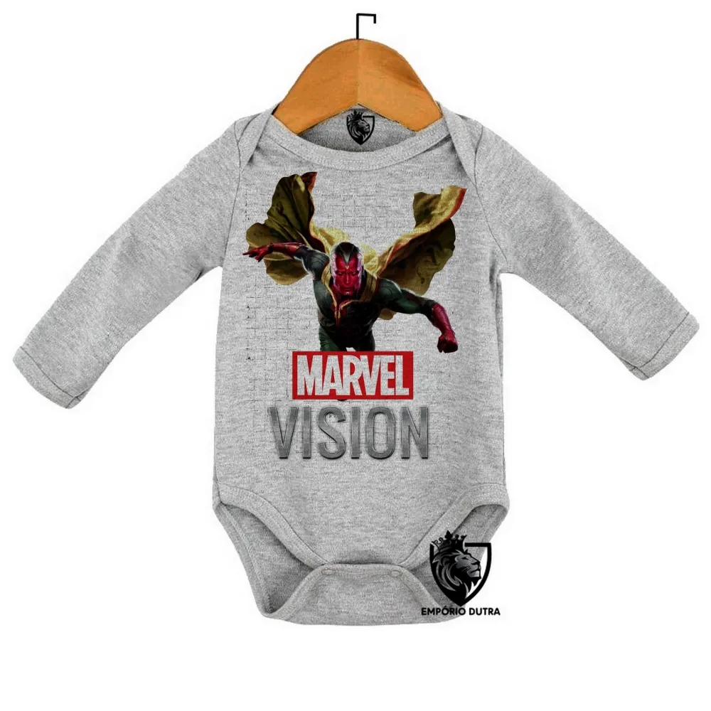 Body Bebê Infantil Vision Marvel voando visão vingadores avengers