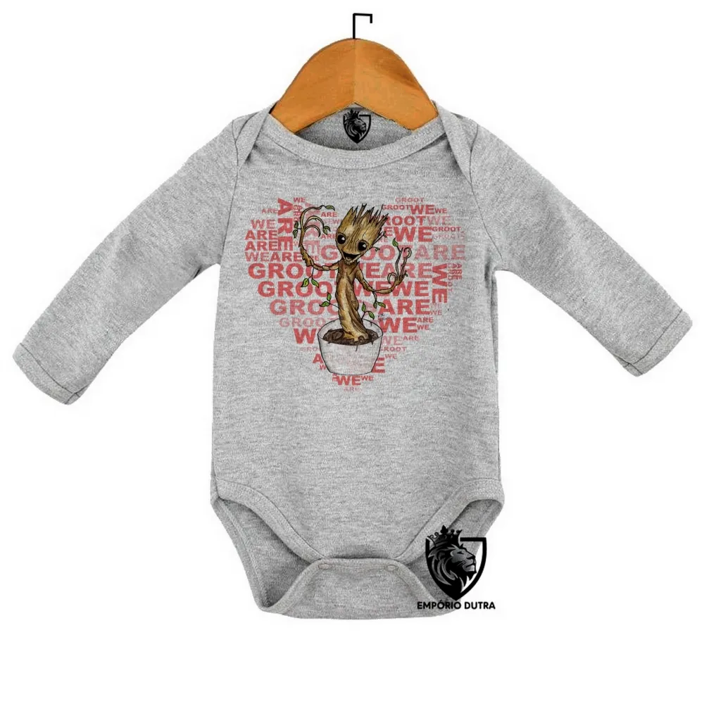 Body Bebê Infantil Groot coração guardioões Galaxia Imagem