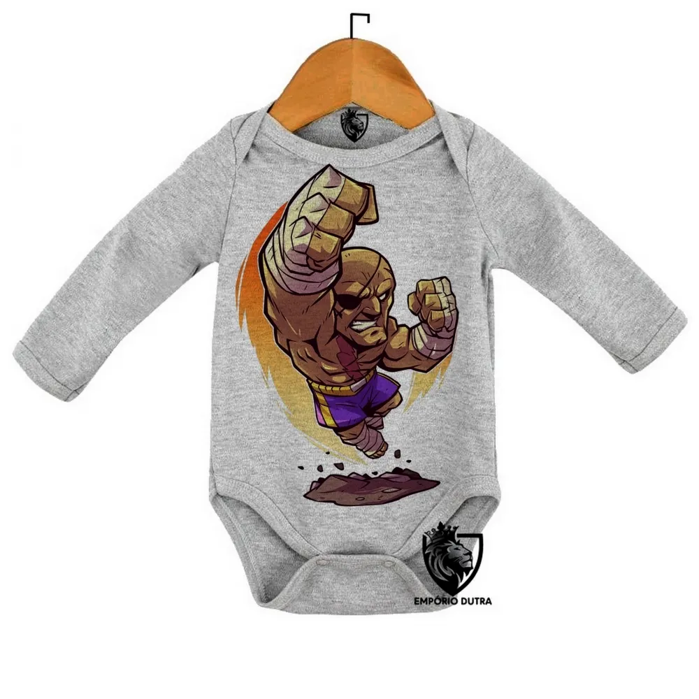 Body Bebê Infantil mini sagat street figther jogo game anos 90 Imagem