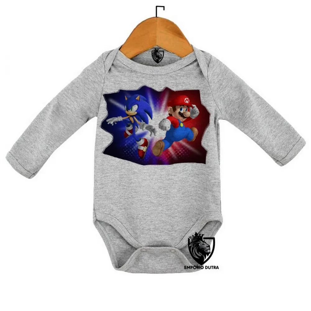 Body Bebê Infantil Sonic Mário