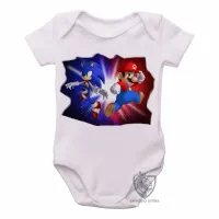 Body Bebê Infantil Sonic Mário - Foto 2