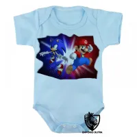 Body Bebê Infantil Sonic Mário - Foto 3